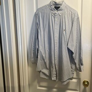 Ralph Lauren Blue and White Casual Button Down Shirt